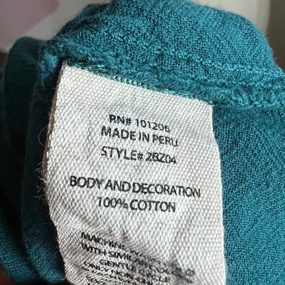 Soft Surroundings Blue Embroidered Tunic Top Boho Cottagecore Artsy Medium - Picture 5 of 7